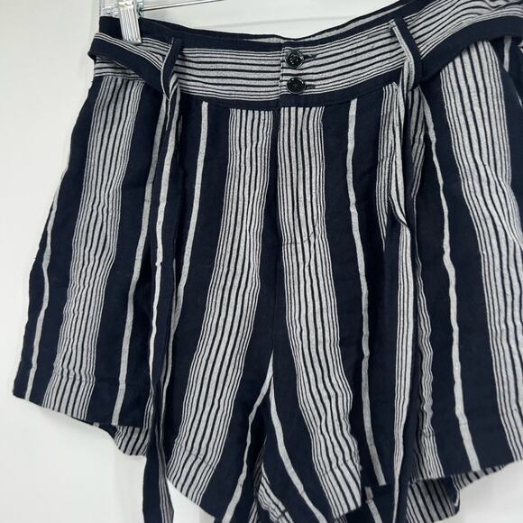 Rails Katy Mediterranean Striped Shorts Linen Blend Tie Waist High Rise - Picture 2 of 5